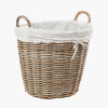 Tobs Grey Kubu Rattan Lined Round Basket