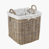 Tobs S/2 Grey Kubu Rattan Lined Square Log Baskets