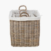 Tobs S/2 Grey Kubu Rattan Lined Square Log Baskets