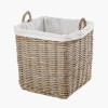 Tobs S/2 Grey Kubu Rattan Lined Square Log Baskets