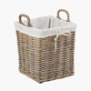 Tobs S/2 Grey Kubu Rattan Lined Square Log Baskets