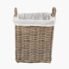 Tobs S/2 Grey Kubu Rattan Lined Square Log Baskets