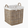 Tobs S/2 Grey Kubu Rattan Lined Square Log Baskets