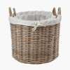 Tobs S/2 Grey Kubu Rattan Lined Round Log Baskets