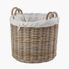 Tobs S/2 Grey Kubu Rattan Lined Round Log Baskets