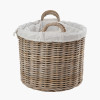 Tobs S/2 Grey Kubu Rattan Lined Round Log Baskets