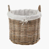 Tobs S/2 Grey Kubu Rattan Lined Round Log Baskets