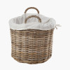 Tobs S/2 Grey Kubu Rattan Lined Round Log Baskets