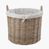 Tobs S/2 Grey Kubu Rattan Lined Round Log Baskets