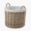 Tobs S/2 Grey Kubu Rattan Lined Round Log Baskets