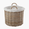 Tobs S/2 Grey Kubu Rattan Lined Round Log Baskets