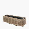 Tobs S/2 Indoor Outdoor Grey Kubu Rattan Basket Trough Planters