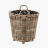 Tobs Indoor Outdoor Grey Kubu Rattan Round Basket Planter with Handles