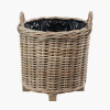 Tobs S/3 Indoor Outdoor Grey Kubu Rattan Round Basket Planters with Handles