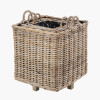 Tobs S/3 Indoor Outdoor Grey Kubu Rattan Square Basket Planters with Handles