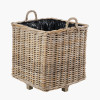 Tobs S/3 Indoor Outdoor Grey Kubu Rattan Square Basket Planters with Handles