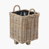 Tobs S/3 Indoor Outdoor Grey Kubu Rattan Square Basket Planters with Handles