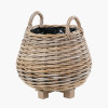 Tobs S/2 Indoor Outdoor Grey Kubu Rattan Bulbous Basket Planters