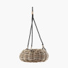 Tobs Indoor Outdoor Grey Kubu Rattan Hanging Basket