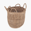 S/3 Open Weave Seagrass Round Handled Baskets