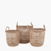 S/3 Open Weave Seagrass Round Handled Baskets