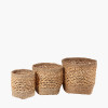 S/3 Seagrass and Water Hyacinth Natural Tall Round Baskets