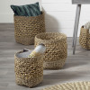 S/3 Seagrass and Water Hyacinth Natural Tall Round Baskets