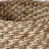 S/3 Seagrass and Palm Leaf 2-Tone Natural Plaited Round Baskets