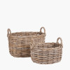 S/2 Grey Kubu Oval Baskets