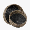 S/2 Seagrass Natural and Black Round Baskets