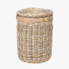 Brown Rattan Round Linen Basket