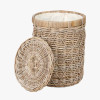 Brown Rattan Round Linen Basket