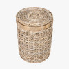 Brown Rattan Round Linen Basket