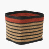 Seagrass Natural, Black and Terracotta Stripe Square Basket