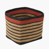 Seagrass Natural, Black and Terracotta Stripe Square Basket