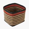 Seagrass Natural, Black and Terracotta Stripe Square Basket