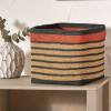 Seagrass Natural, Black and Terracotta Stripe Square Basket