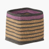 Seagrass Natural, Grey and Lilac Stripe Square Basket