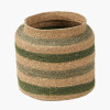 Seagrass Natural, Green and Sage Stripe Round Basket