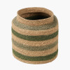 Seagrass Natural, Green and Sage Stripe Round Basket