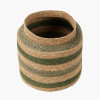 Seagrass Natural, Green and Sage Stripe Round Basket