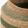 Seagrass Natural, Green and Sage Stripe Round Basket