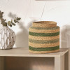 Seagrass Natural, Green and Sage Stripe Round Basket