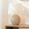 Raffles Large Rattan Cream Wash Table Lamp Base with Coast 40cm Cream Calico Tapered Lampshade