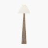 Seacomb Rattan Pyramid Floor Lamp Base with Pyramid 48cm Cream Cotton Tapered Square Lampshade