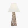 Seacomb Rattan Pyramid Table Lamp Base with Pyramid 35cm Cream Cotton Tapered Square Lampshade