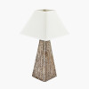 Seacomb Rattan Pyramid Table Lamp Base with Pyramid 35cm Cream Cotton Tapered Square Lampshade