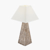 Seacomb Rattan Pyramid Table Lamp Base with Pyramid 35cm Cream Cotton Tapered Square Lampshade