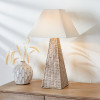 Seacomb Rattan Pyramid Table Lamp Base with Pyramid 35cm Cream Cotton Tapered Square Lampshade