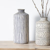 Bude Blue and White Stoneware Stripe Design Vase